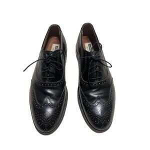 Vintage Florsheim Imperial Oxfords Mens 10 C Black Leather Dress Wingtip Shoes